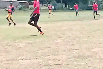 Soccer match played on rural field in Lugari, Kenya