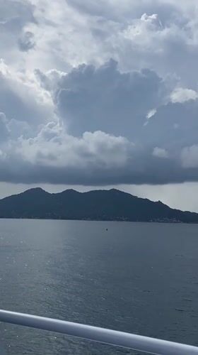 Calm seascape filmed near Ko Tao under cloudy skies