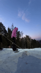 Evening snowboarding session captured at Krasnoyarsk ski resort