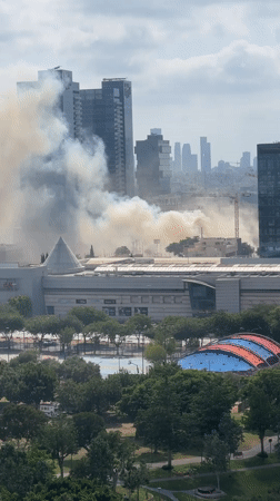 Smoke rises over Petah Tikva near BSR City complex