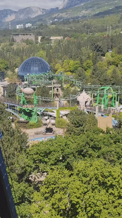 Elevated views captured of Ukrainian coastal town and theme park