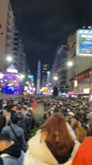 Nighttime street festival draws crowds near Buenos Aires Obelisco