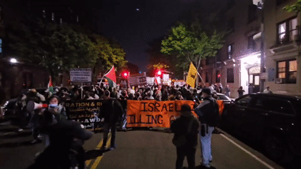 Nighttime pro-Palestinian demonstration marches through New York streets