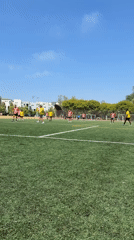 Evening soccer match played on artificial turf in Los Angeles