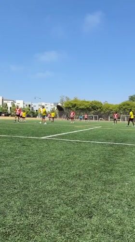 Evening soccer match played on artificial turf in Los Angeles