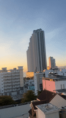 Sunrise captured over Nha Trang cityscape, Vietnam