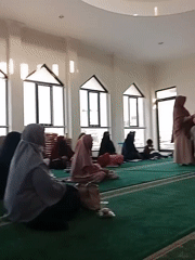 Morning community gathering at a mosque in Solo, Indonesia