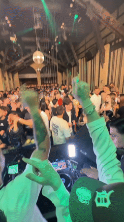Club scene captured from DJ booth in Thessaloniki