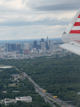 Aerial Views of Frankfurt Skyline Captured During Morning Flights