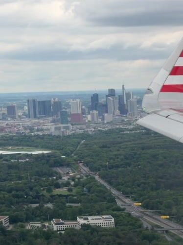 Aerial Views of Frankfurt Skyline Captured During Morning Flights