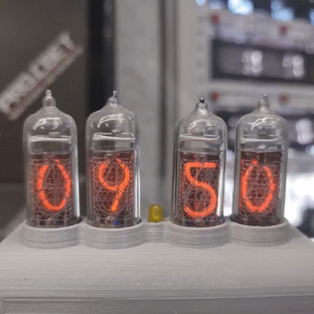 Nixie tube clock displays 09:51 in Kemerovo
