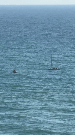 Small boats spotted off Netanya coast during afternoon recreational activity
