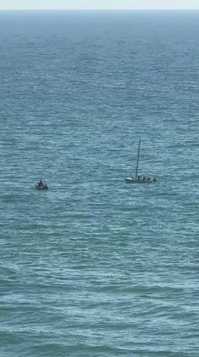 Small boats spotted off Netanya coast during afternoon recreational activity