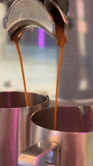 Early morning coffee preparation captured in Moscow café