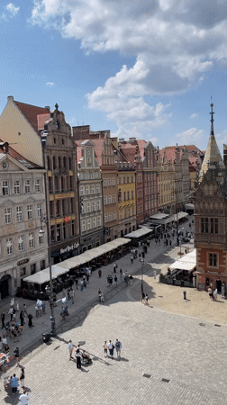 Wrocław's market square buzzing on a Saturday afternoon