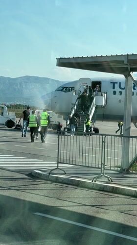 Turkish Airlines flight arrives at Podgorica Airport Montenegro