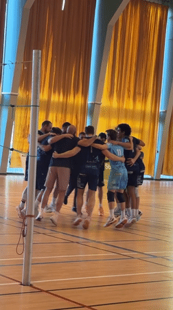 Volleyball teams gather for match in Strasbourg gymnasium