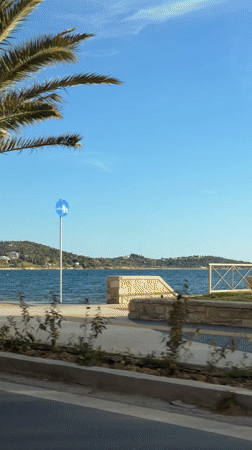 Scenic coastal drive captured in Voula, Greece