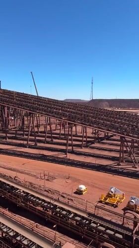 Iron ore mining operation seen from the air, Newman WA