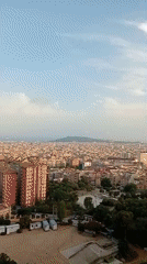 Panoramic views over Barcelona from a hilltop overlook