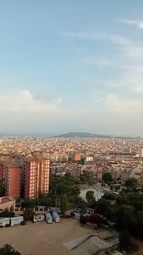 Panoramic views over Barcelona from a hilltop overlook