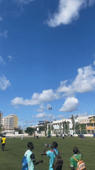 Soccer practice captured on sunny afternoon in Dar es-Salaam