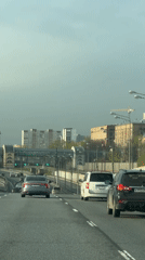 Dense highway traffic documented in Moscow during early morning