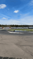 Car performs drift demonstration at Myachkovo racetrack