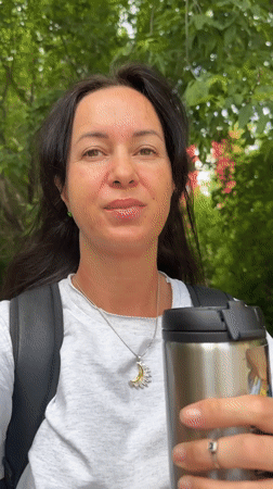 Outdoor hydration moment paired with motivational quotes in Irkutsk
