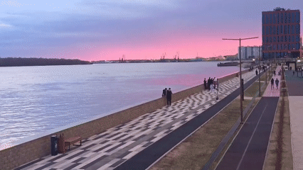Waterfront promenade scenes documented in Nizhnevartovsk, Russia