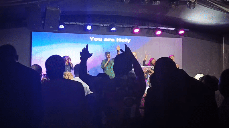 Church worship service with live music performed in Jos, Nigeria