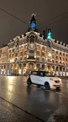 Rainy night scenes captured at Saint Petersburg landmarks