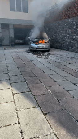Car fire reported in Gabrovo driveway Friday morning