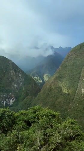 Mountain landscape filmed in Aguas Calientes, Peru