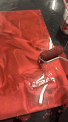 Metallic red liquid rolled across a dark surface in El Paso