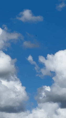 Small dark object floats high in cloudy sky over Uman