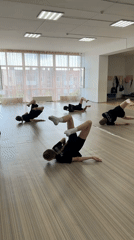 Young dancers practice floor routines in Votkinsk studio