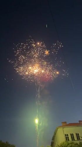 Fireworks display lights up evening sky over Nedialsko, Bulgaria