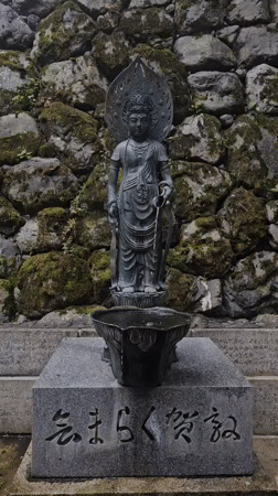 Early morning documentation of Buddhist statues and railway in Kyoto