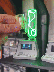 Glass vial placed on retro computer in Tyumen