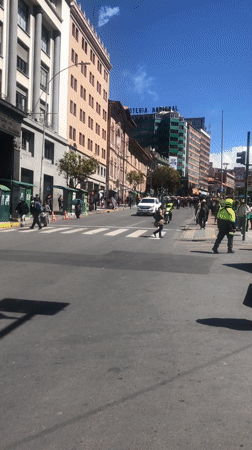 Mining workers march through La Paz streets in labor demonstration