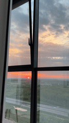 Vivid red sunset observed from high-rise in St Alakul'