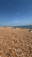 Sunny beach day brings crowds to Folkestone pebble shores