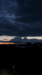 Stormy sunset over a city, shot from every angle