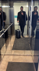Traveler with luggage spotted in Berlin elevator