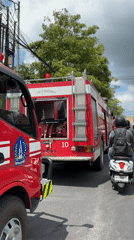 Fire engines respond in Kuta, Indonesia early morning