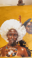 Artist creates traditional African portrait painting in Ado, Nigeria