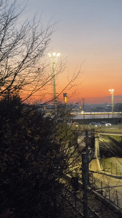 Colorful sunset observed over Istanbul with orange, pink hues