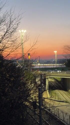 Colorful sunset observed over Istanbul with orange, pink hues