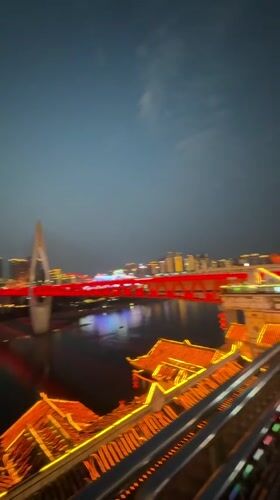 Nighttime tourism and sightseeing activity in Yuzhong District, China
